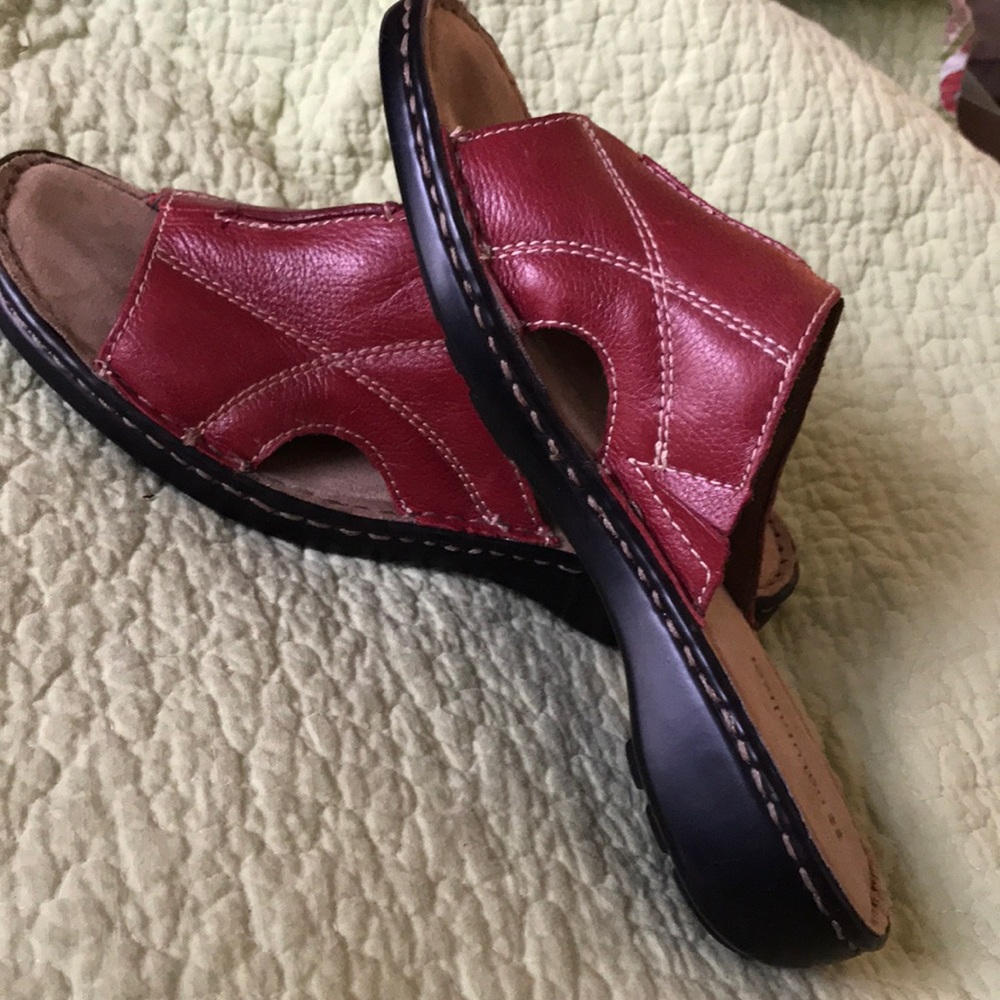 Red leather sandals